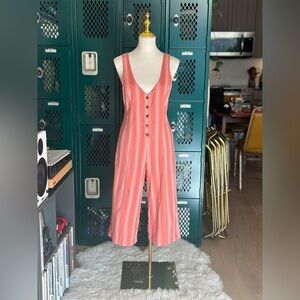 Forever 21 jumpsuit peachy salmon crop wide leg cotton linen Small